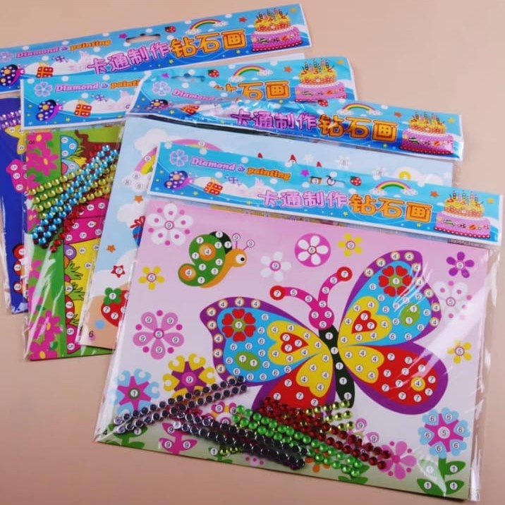 [BP] Mainan Edukasi Sticker Diamond | Menempel Manik-Manik | Mewarnai Gambar