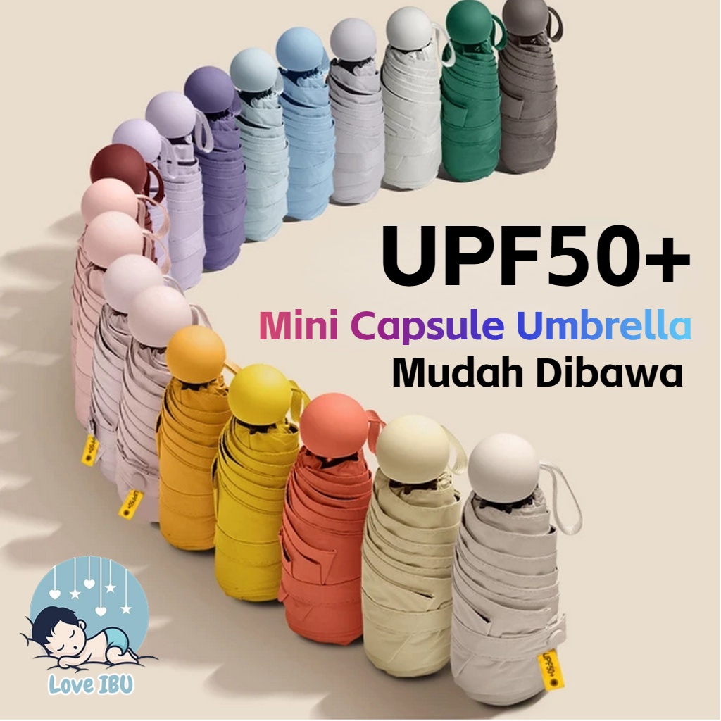 Payung Lipat UV Otomatis Free Casing Capsule - Anti Hujan dan Sinar UV Matahari / Payung Lipat Mini Case Kapsul / Payung Lipat Mini Anti UV Mini umbrella Souvenir Hampers Gift Kado / Payung Lipat Mini Anti UV / Payung Kapsul Import Premium