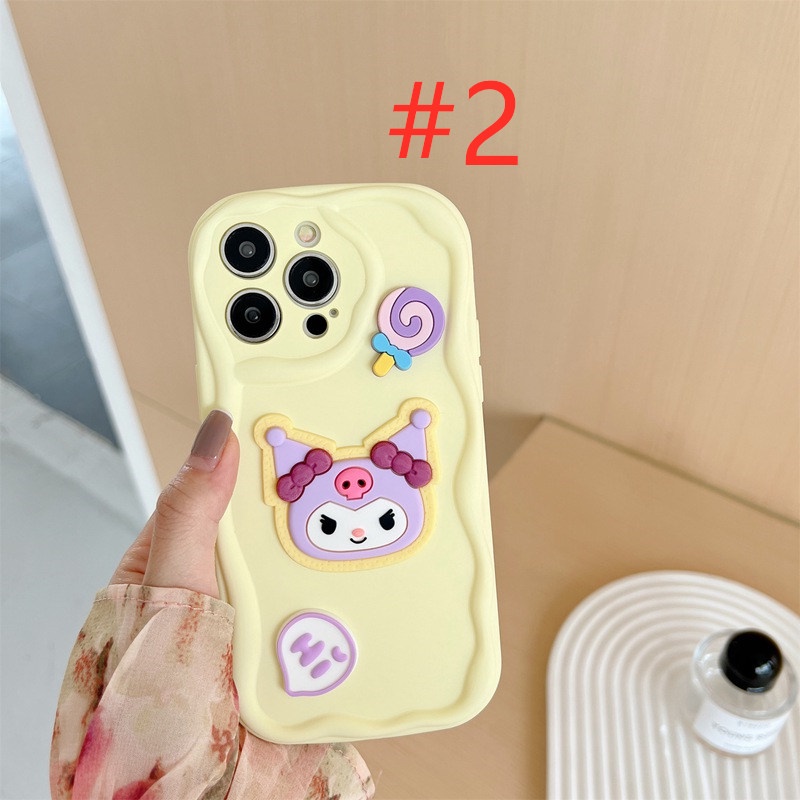 Macaron Wave Kuromi Doll Soft Silicon Case HP iP iPhone 6 6S 7 8 14 + Plus SE 2020 2022 X XS XR 11 12 13 Pro Max Girl Woman Casing