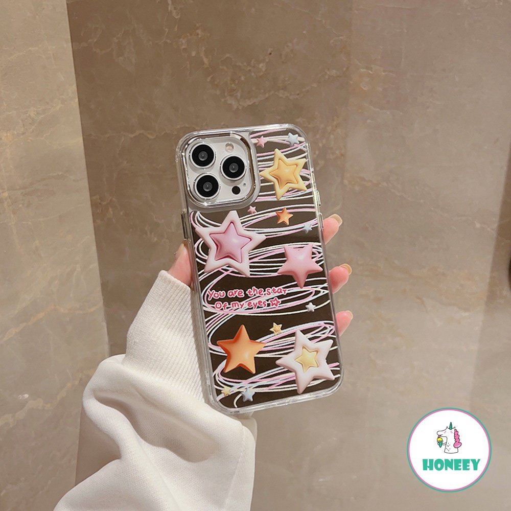 IPHONE Fashion Permen Cermin Bintang Ponsel Case Kompatibel Untuk Iphone14 13 12 Pro Max Case Iphone11Warna Warni Shockproof Back Cover