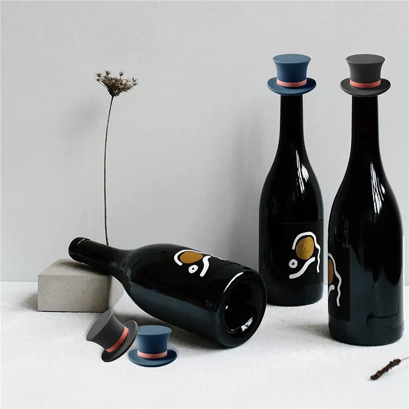 [Grosir] Reusable Wine Beverage Bottles Sealers/Creative Wine Preserver Kitchen Tools/Rumah Tangga Champagne Stopper Magic Hat Decorative/Silikon Magic Cap Bottle Stopper/