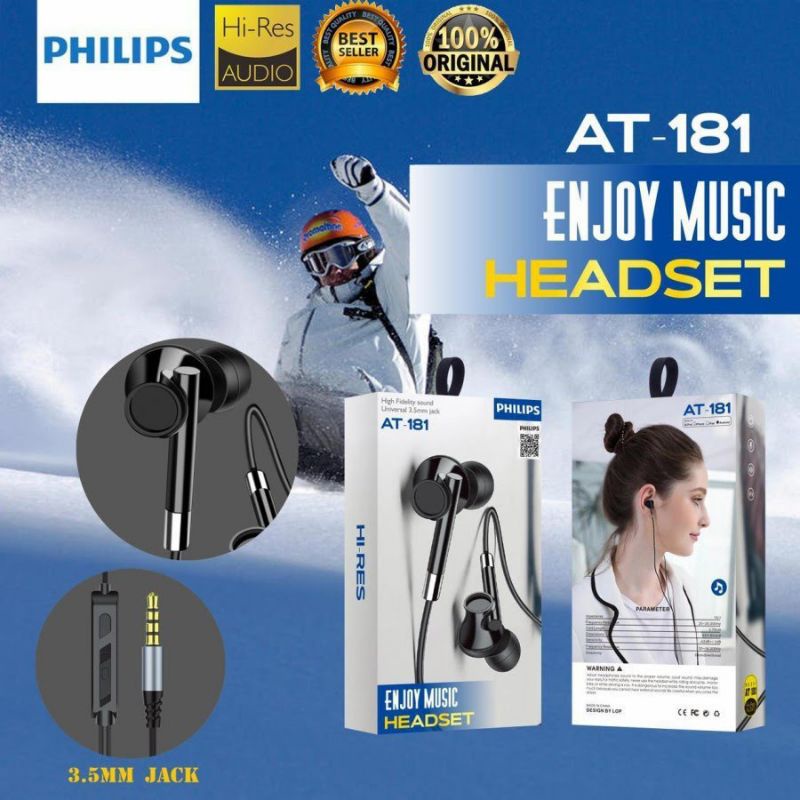 EARPHONE HF HANDSFREE EXTRA BASS PHILIPS  AT 181