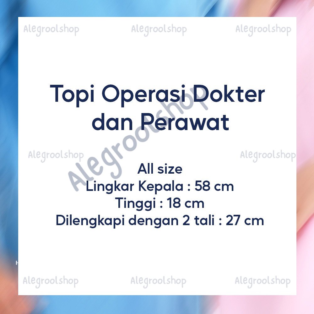 Topi Operasi Dokter dan Perawat Tali Bahan Twill Quality Premium