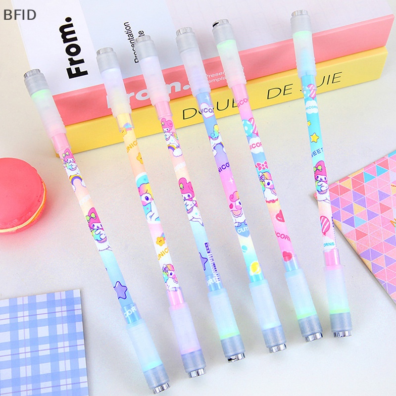 [BFID] Kartun Unicorn Bercahaya Rotag LED Flash Gel Pen Kartun Menghilangkan Stress Pen Gaming Spinning Pen Ballpoint Fashion 0.5mm Gel Pen Hadiah [ID]