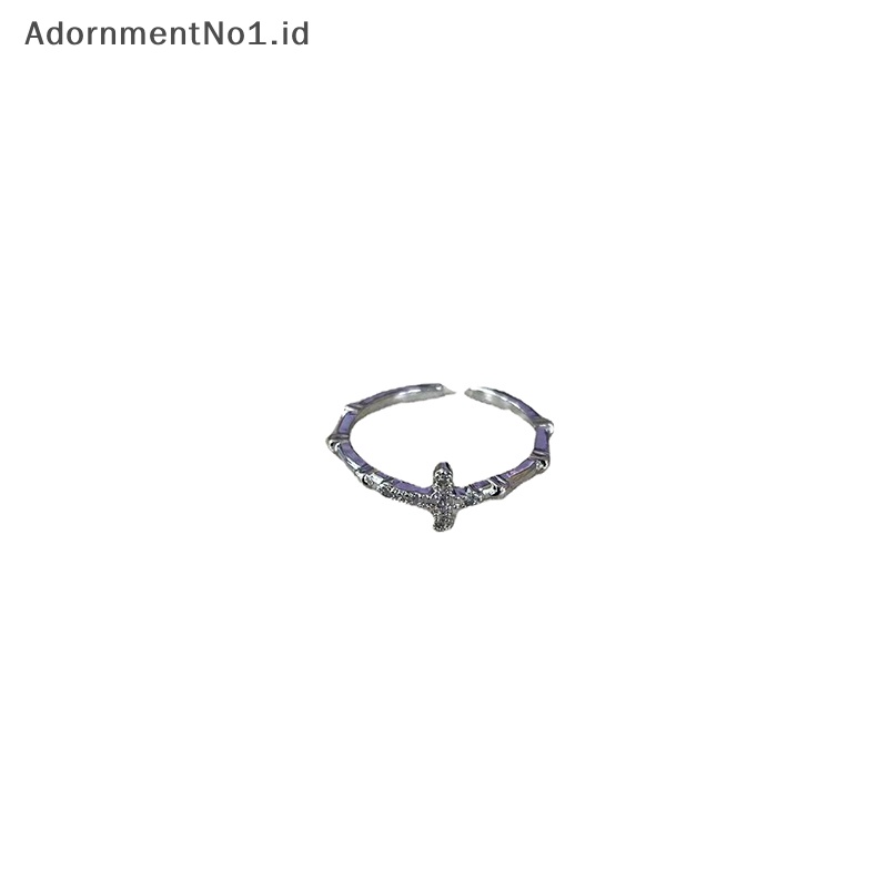 [AdornmentNo1] Salib Opal cincin batu alam cincin untuk wanita pria cincin pasangan batu bulan geometris cincin Unisex perhiasan