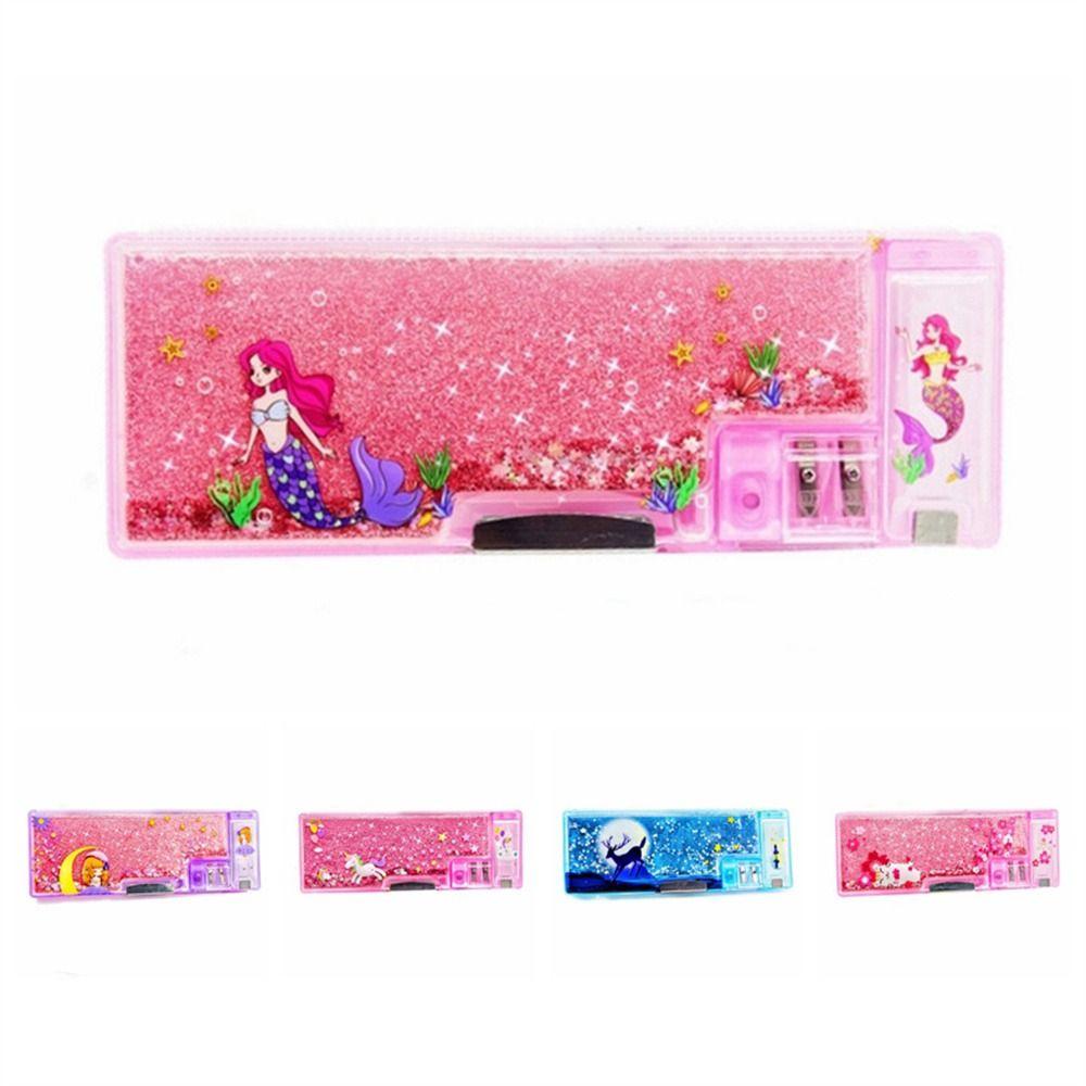 Stationery Box, Pink Quicksand Pencil Case, Girls