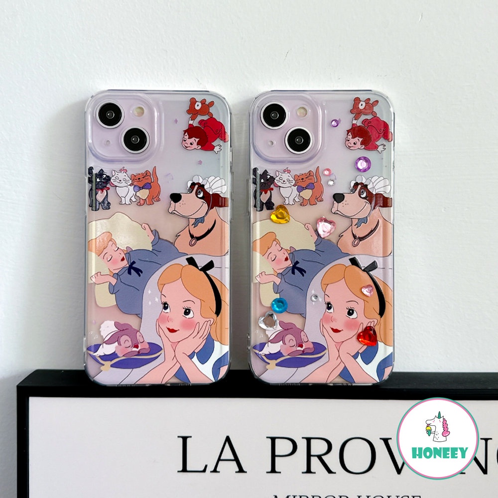 Luxury Cartoon Disney Alice Princess Alice In Wonderlands Phone Case for IPhone 11 13 14 12 Pro Max 14 Pro XR XS 7 8Plus Anti-drop Back Cover