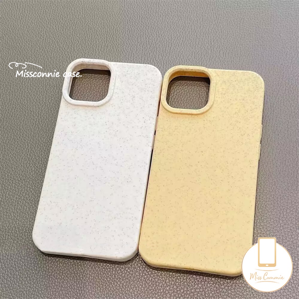 Simple Solid Color Degradable Case Compatible For IPhone 7Plus 11 13 12 14 Pro Max XR X XS MAX 7 6 8 6S Plus SE 2020 Soft Tpu Ins Luxury Straw Texture Phone Cover