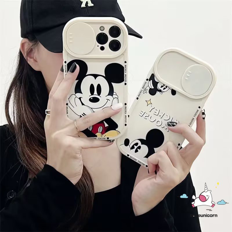 Cute Mickey Mouse Couple Phone Case Compatible for iPhone 7Plus 11 13 12 Pro Max 8Plus XR X XS Max Cartoon Disney Strawberry Bear Lotso Push Pull Window Camera Lens Protector Cover