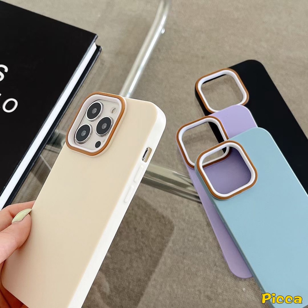 Ins Luxury Macaron Candy Color Case Kompatibel Untuk IPhone 11xr 7Plus 11 14 13 12 Pro MAX 8Plus 6 6S 7 8 Plus X XS MAX SE 2020warna Solid Menebal Shockproof Simple Cover