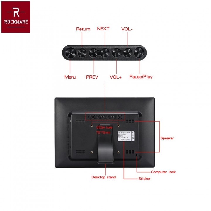 23 ROCKWARE RW-SJD1203 - 12 inch Digital Photo Frame - Frame Foto Digital