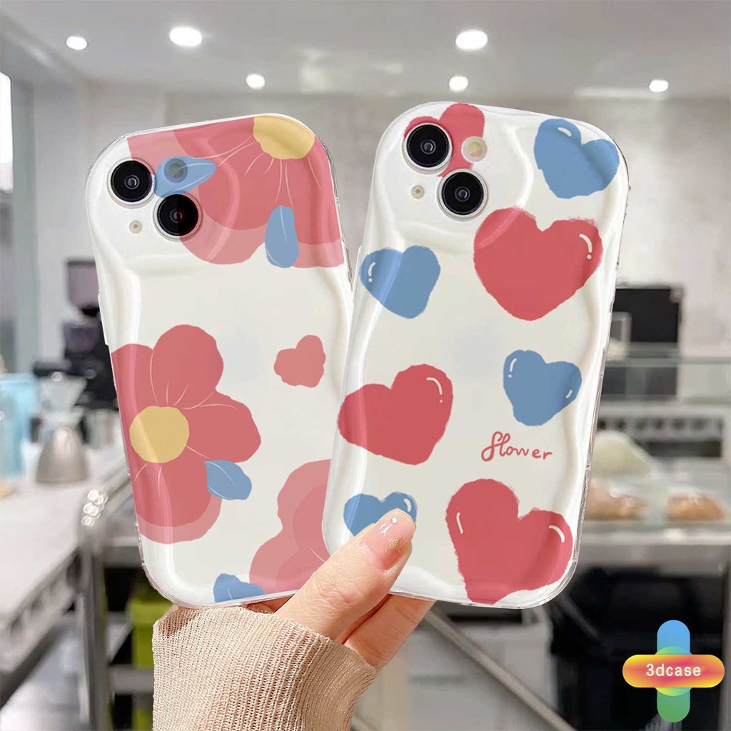 IPHONE Kartun Kelinci Indah Pasangan Case Kompatibel Untuk IPhone 13 12 11 14 PRO MAX 6 7 6S 8 14 Plus X XR XS MAX 11 12 13 Se 2020 6SPlus 7Plus 6Plus 8Plus 14Plus XSMAX Glossy Fashion Babi Lucu 3d Wavy Curved Edge Tpu Soft Cover