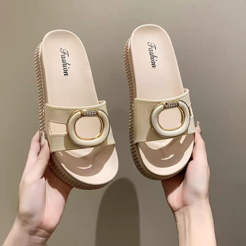 TOPGROSIR TG1746 Sandal Slip On Wedges Wanita Import Motif Ring O Trendy