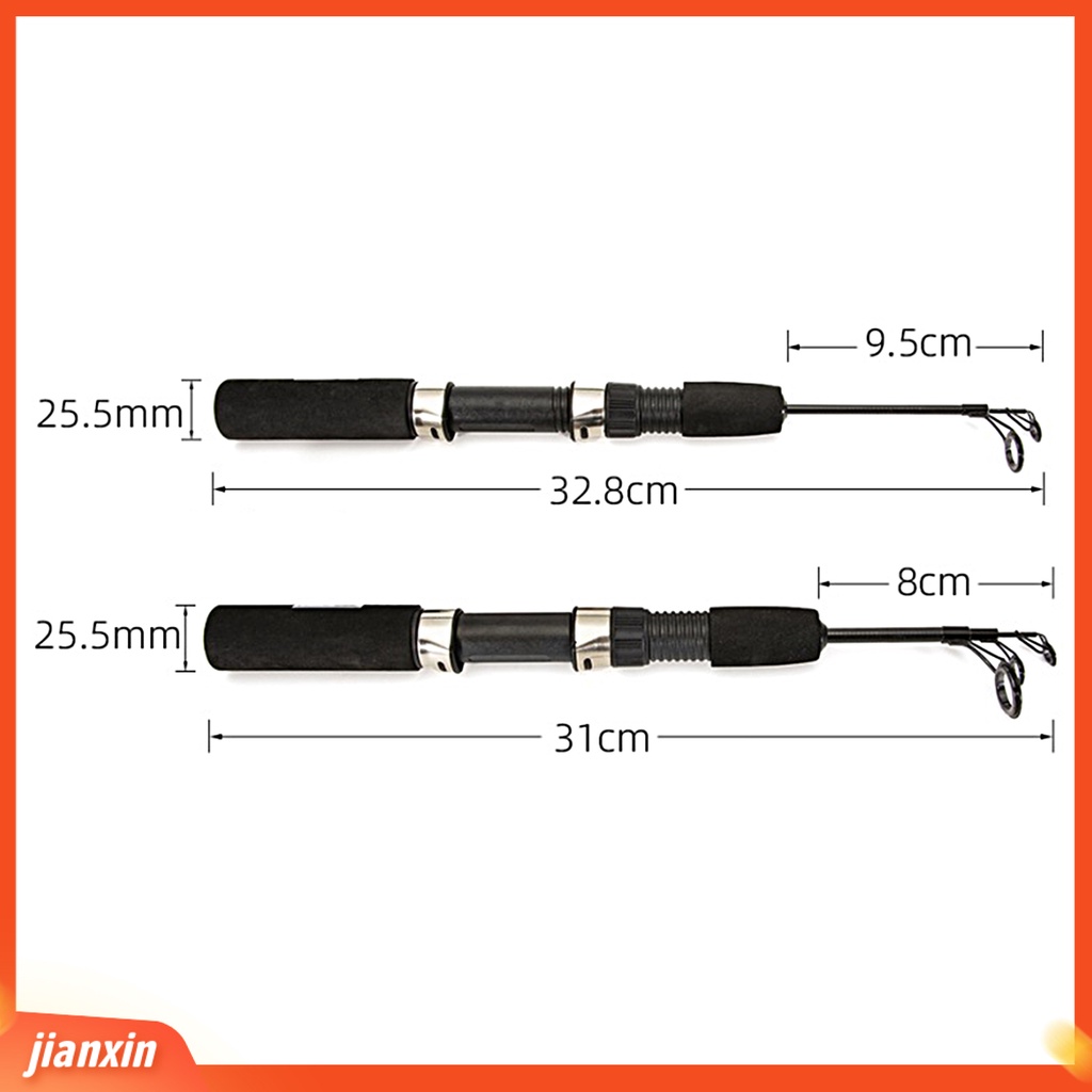 (In Stock) 50cm /67cm Winter Fishing Rod Telescopic Ultrashort Adjustable Guide Ring Ultralight Memancing Serat Karbon Dua/Tiga-Bagian Es Pancing Tiang Angling Gear