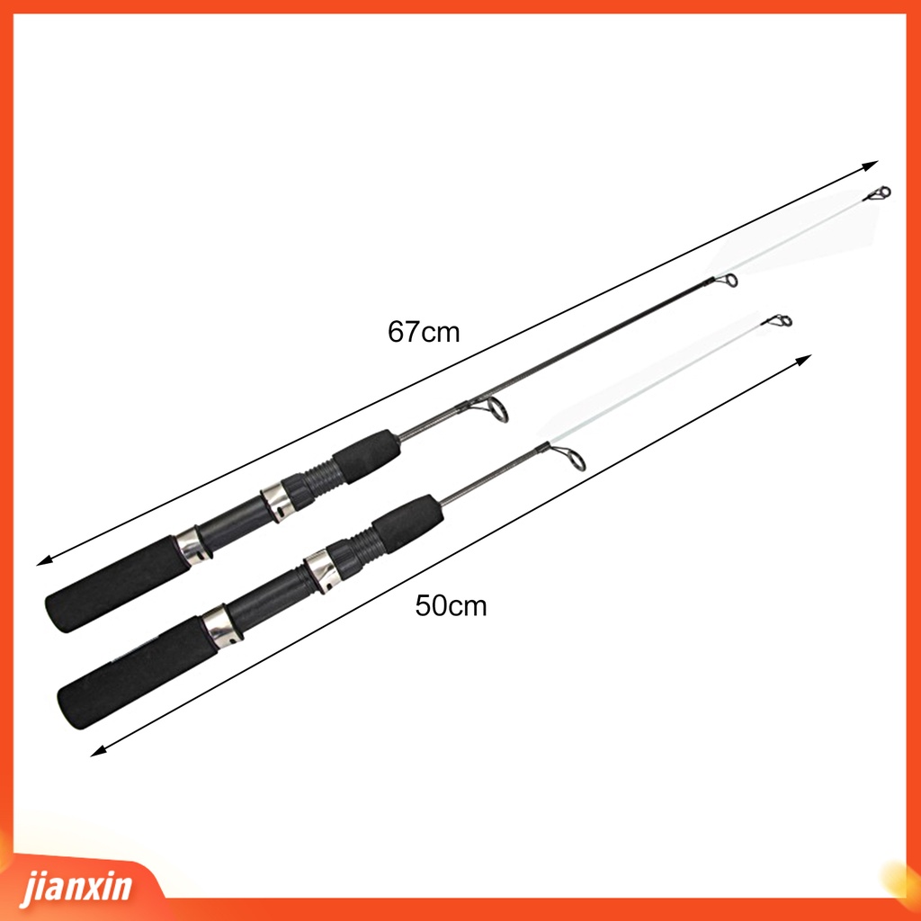 (In Stock) 1set 50cm /67cm Winter Fishing Rod with Reel Ultrashort Telescopic Adjustable Ultralight Angling Serat Karbon Dua/Tiga-Bagian Tiang Pancing Es Untuk Outdoor