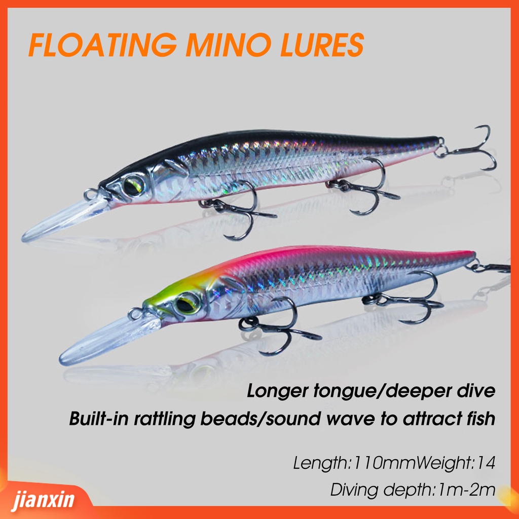 (In Stock) 14g /11cm Efisien Memancing Umpan Reflektif Berduri Treble Hook Ikan Kecil Umpan Alat Pancing