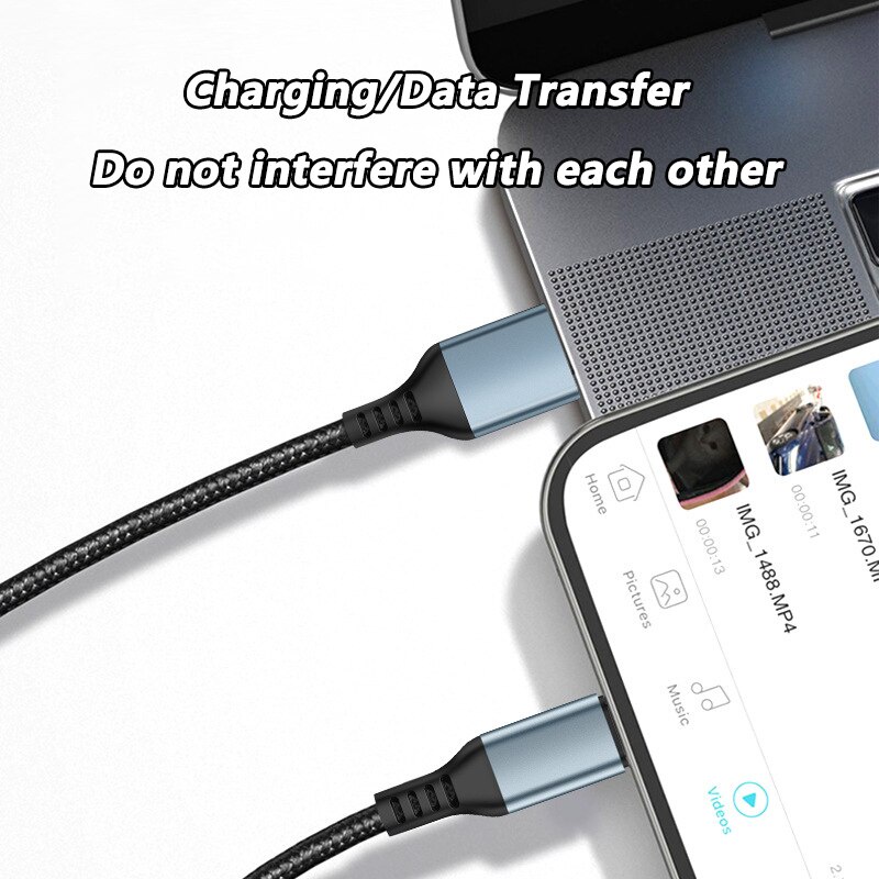 2in1 6A 66W /25W Metal Nylon Braided Fast Charging Cable Mendukung Transfer Data USB/PD Ke Tipe C Kompatibel Dengan iPhone Android