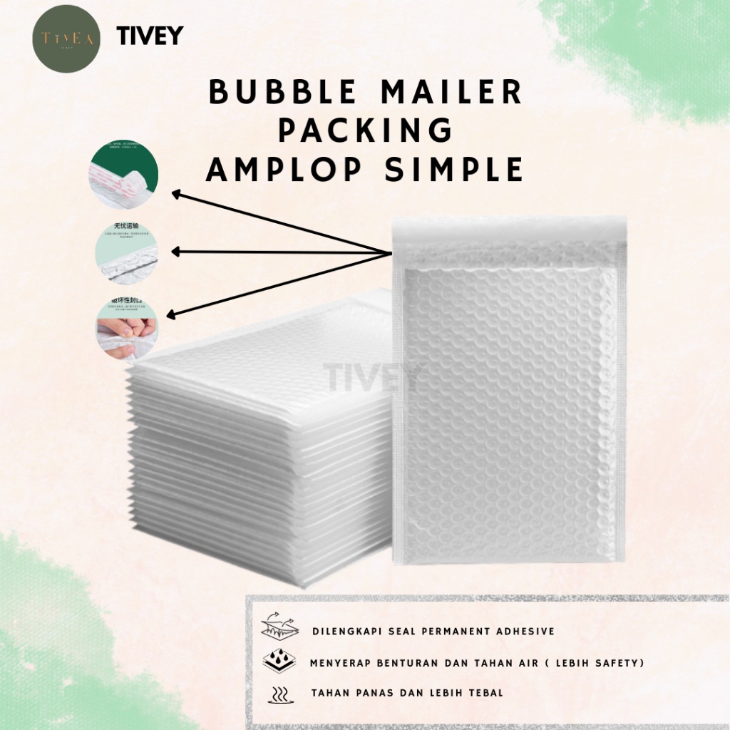 

Tivey Bubble Amplop Kemasan Packing Bubble Mailer Wrap Envelope Rusfet 19CM X 31 CM & 40CMX30CM PREMIUM TERMURAH SATUAN