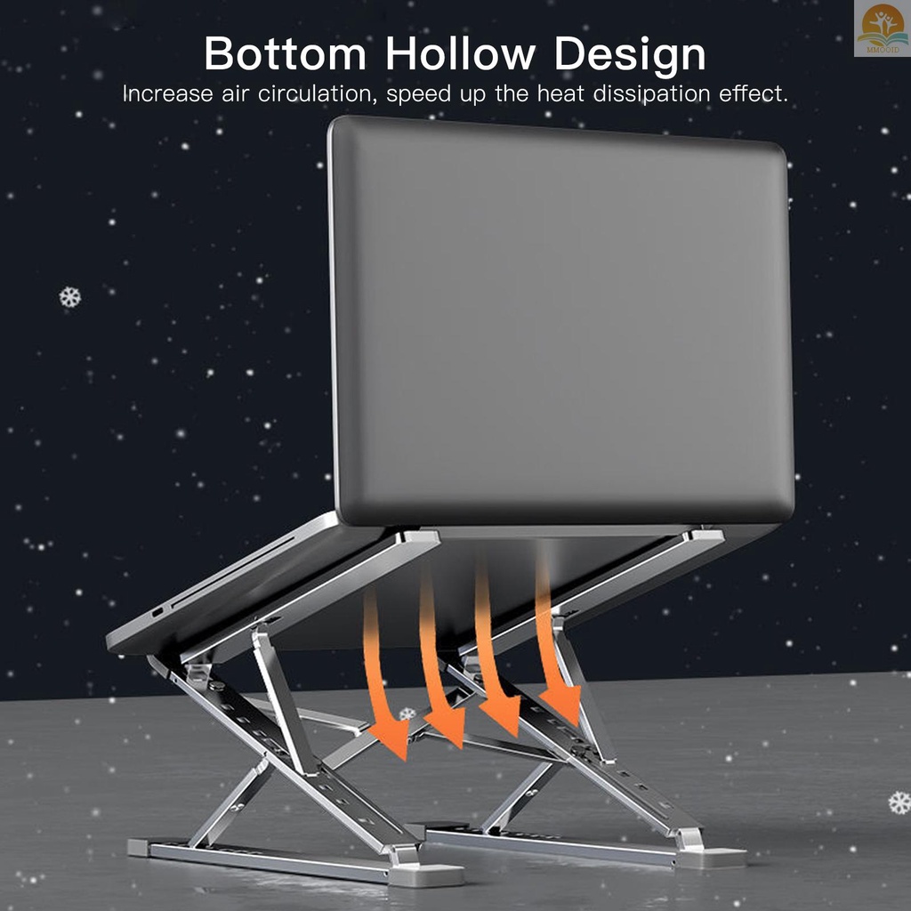 In Stock Portable Laptop Stand Ergonomic Aluminum Alloy Laptop Riser Double Height Adjustment Foldable  Notebook Holder Stand for 11-17 Inches Laptop