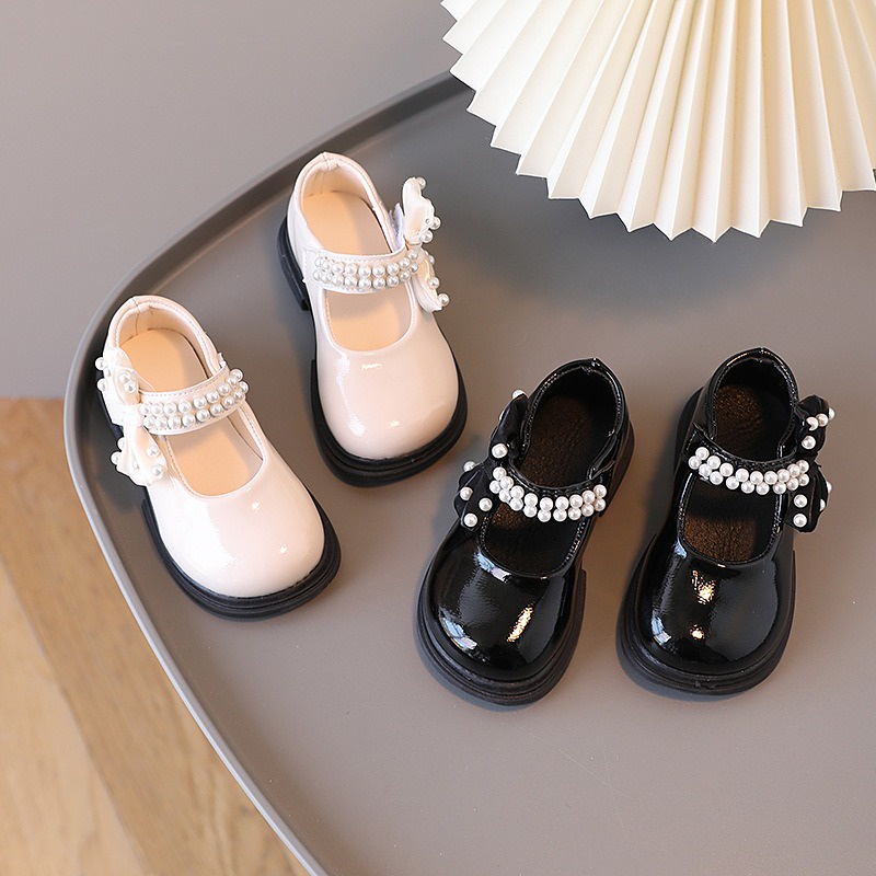 Sepatu Pesta Anak Perempuan Sepatu Flat Anak Glossy Mutiara