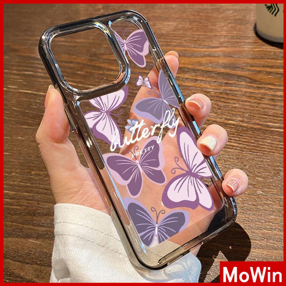 Case iPhone 14 Pro Max iPhone Case Space Hard Acrylic Phone Case Tombol Berlapis Tahan Guncangan Ungu Romantis Kupu-kupu Kompatibel dengan iPhone 13 Pro Max 12 Pro Max 11 Xr 6 7Plus 8Plus