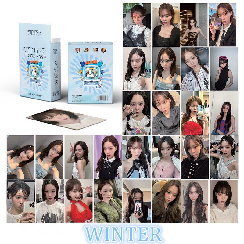 50pcs /box WINTER AESPA Photocards Album Kartu Laser Lomo Koleksi Kpop Solo