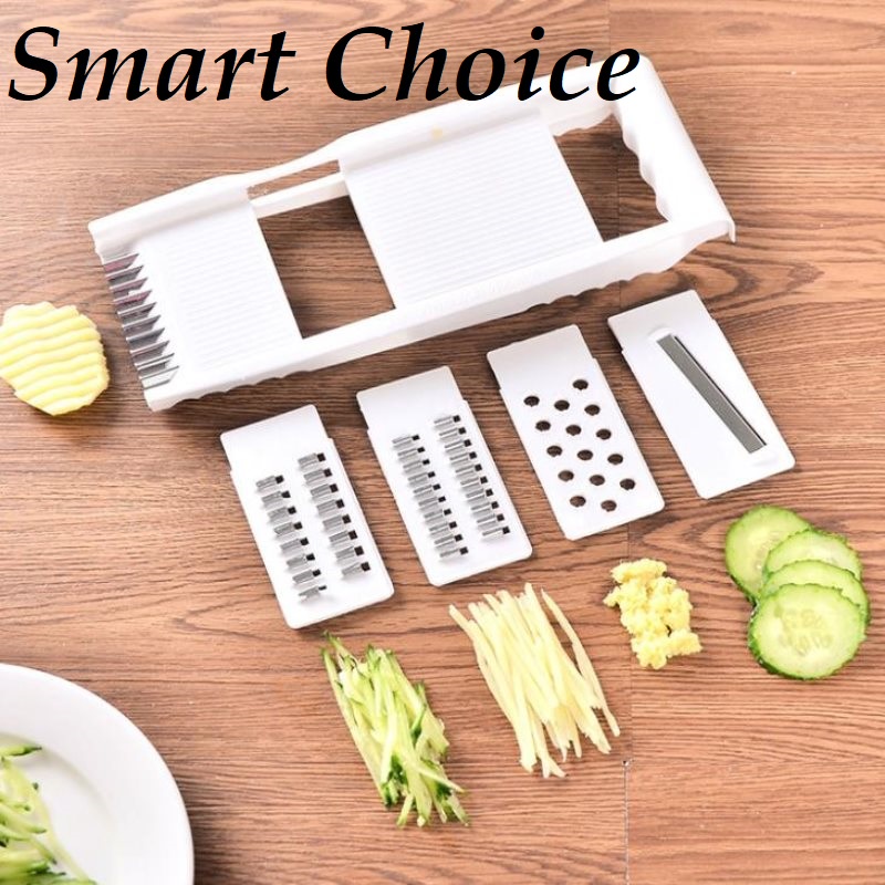 SMART CHOICE 1 Set Papan Pemotong Manual Dengan 4 Jenis Pisau Pengiris Sayuran Timun Kentang Multifu