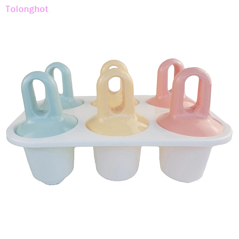 Tolonghot&gt; 1Pc 6lubang Cetakan Es Krim Ice Cube Tray Aksesoris Dapur Cetakan Es Loli Ice Cube Tray DIY Plastik Frozen Popsicle Box well