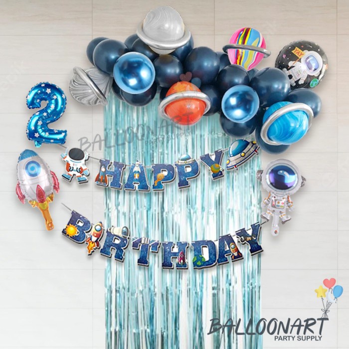 ASTRONOT CHAIN SIMPLE DEKORASI SET/DEKORASI ULTAH ANAK/BALON ULANG - Tanpa, 1