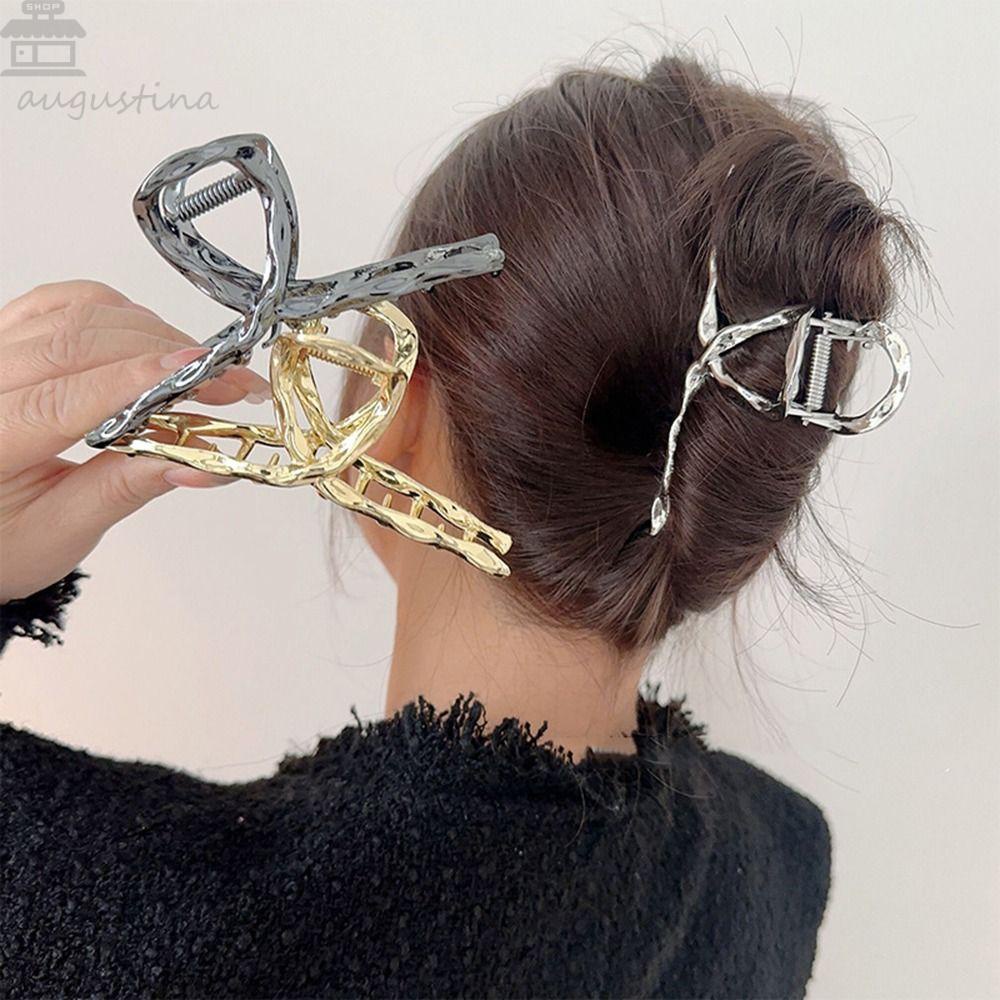 AUGUSTINA Temperamen Kepribadian Cakar Rambut Silang Untuk Gadis Hiasan Kepala Ponytail Holder Metal Untuk Wanita Women Hair Clips