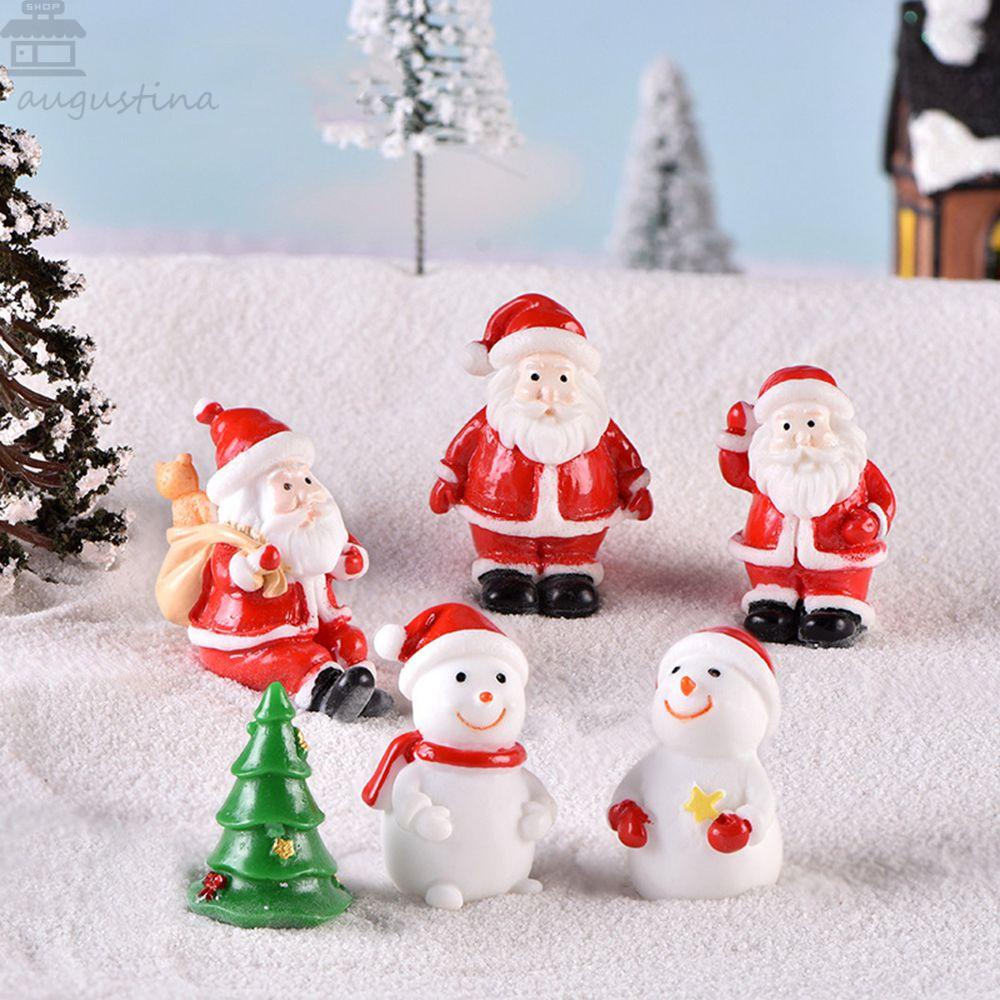 AUGUSTINA Hiasan Natal Mini Santa Claus Hadiah Dekorasi Taman Kerajinan Resin Dekorasi Christmas