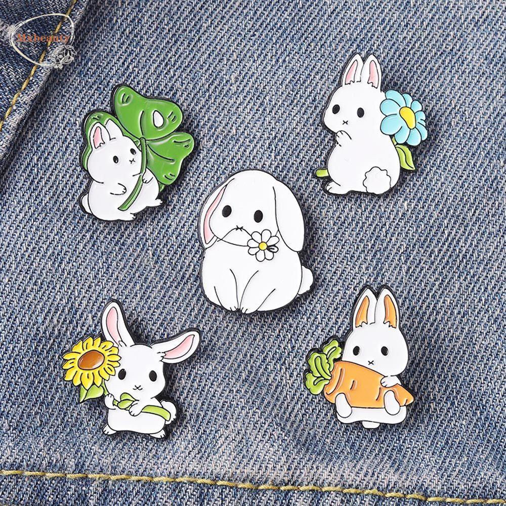 MXBEAUTY Wanita Bros Elegan Manis Menetes Minyak Kelinci Kerah Pin Dekorasi Ransel