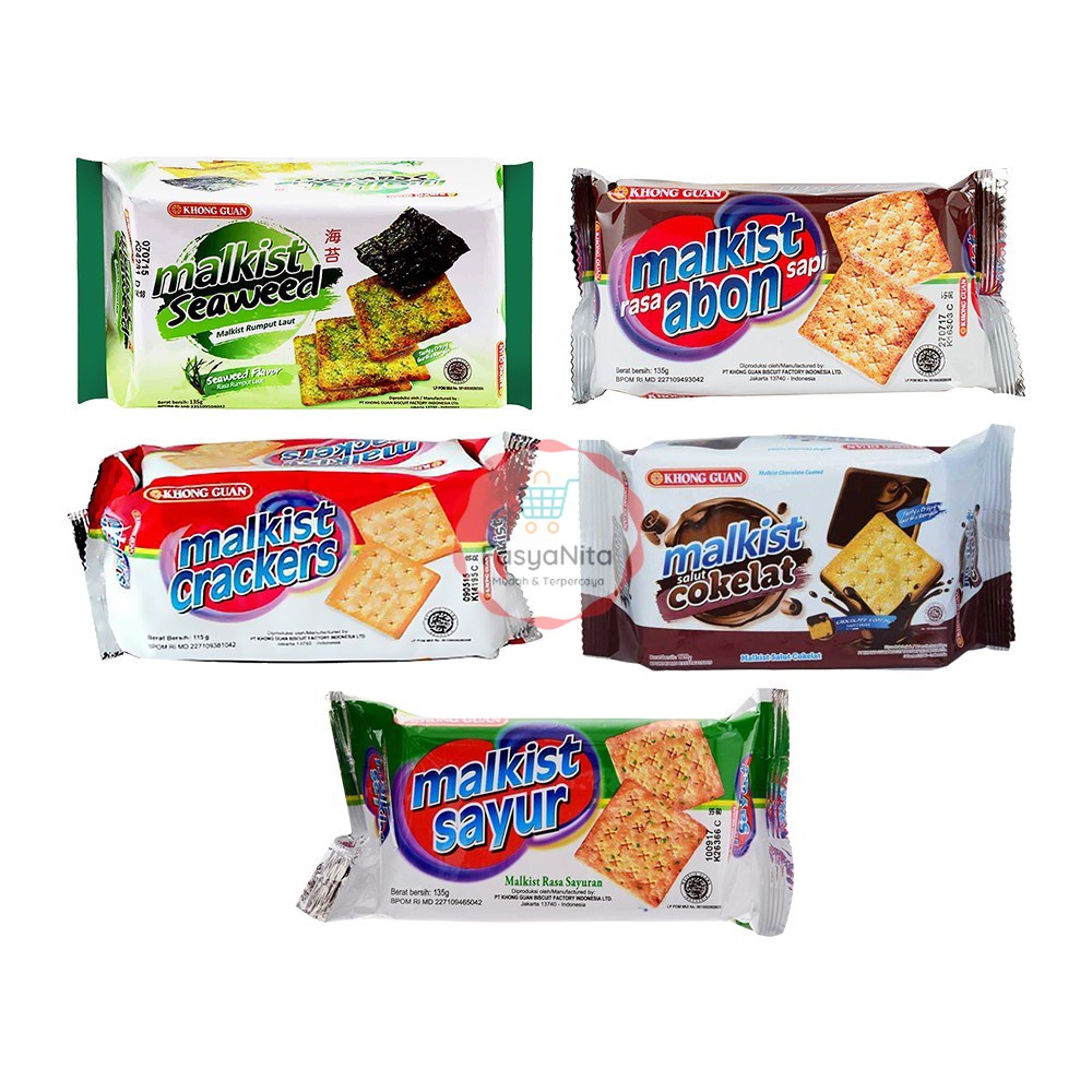 

Khong Guan Malkist 135gr Crackers Abon Seaweed Sayur Cokelat / Cream Crackers 120gr