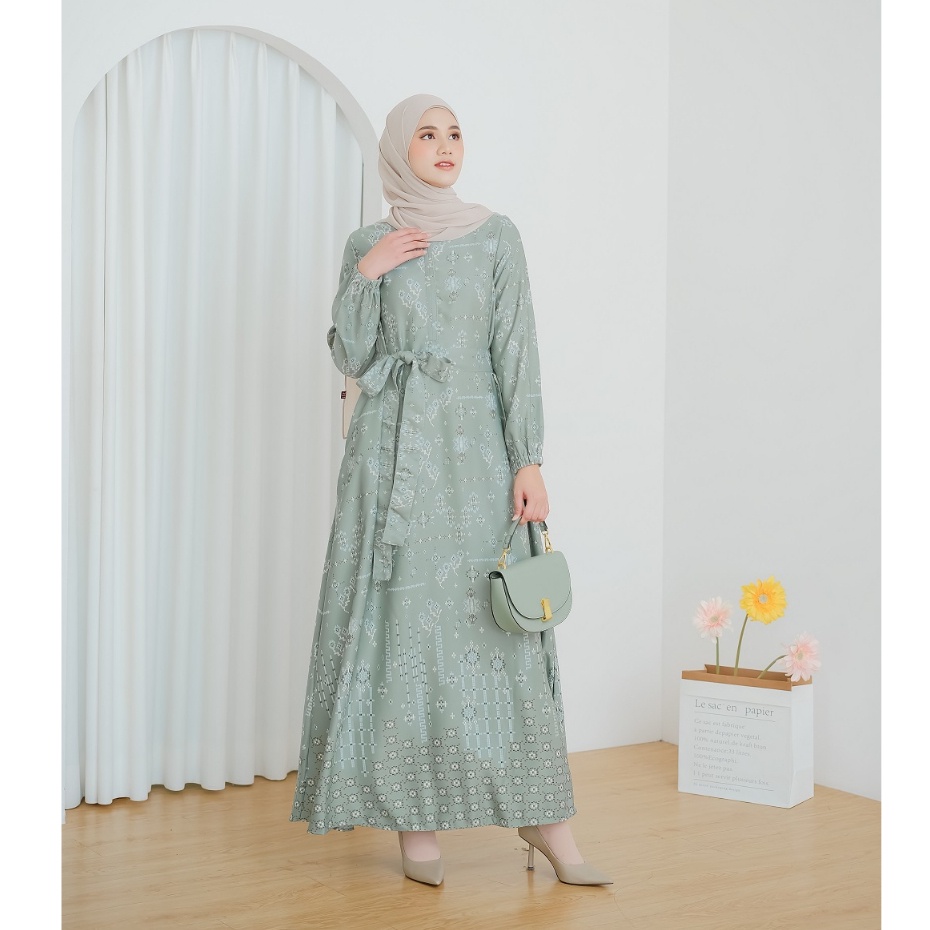 elka_looks Nindya Dress Busui Gamis Bahan Maxmara Size S-XL