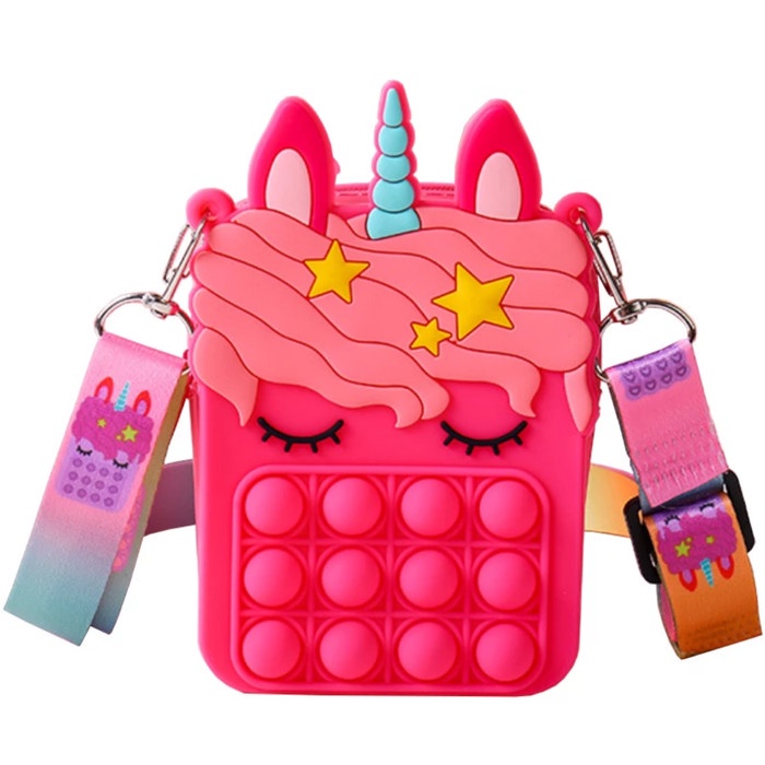 Mainan Pop It Tas Unicorn / Tas Pop Unicorn / Fidget Sensory Toys - Rainbow