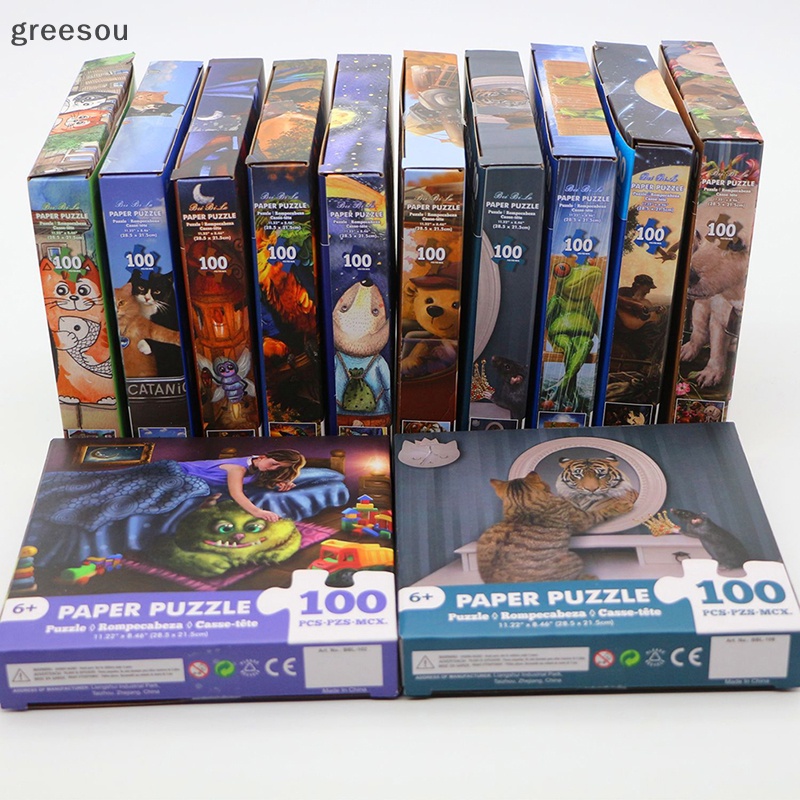 Greesou Jig Puzzle 100biji Merakit Gambar Foto Edukasi Mainan Penghilang Stress ID