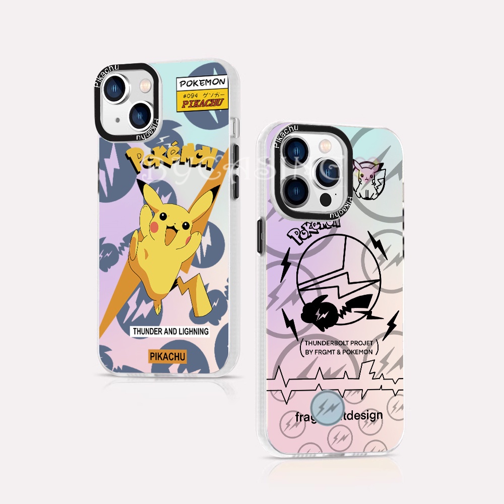 Case Kartun OPPO A17 A17k A16 A16S A57 A77S A78 A15 A55 A5S A37FA7 A12 A54 A53 A1K A31 A3S A74 A95 A94 A96 F9 Reno 8T Thunderbolt Pikachu Mewah Laser Gradasi Shockproof Cover