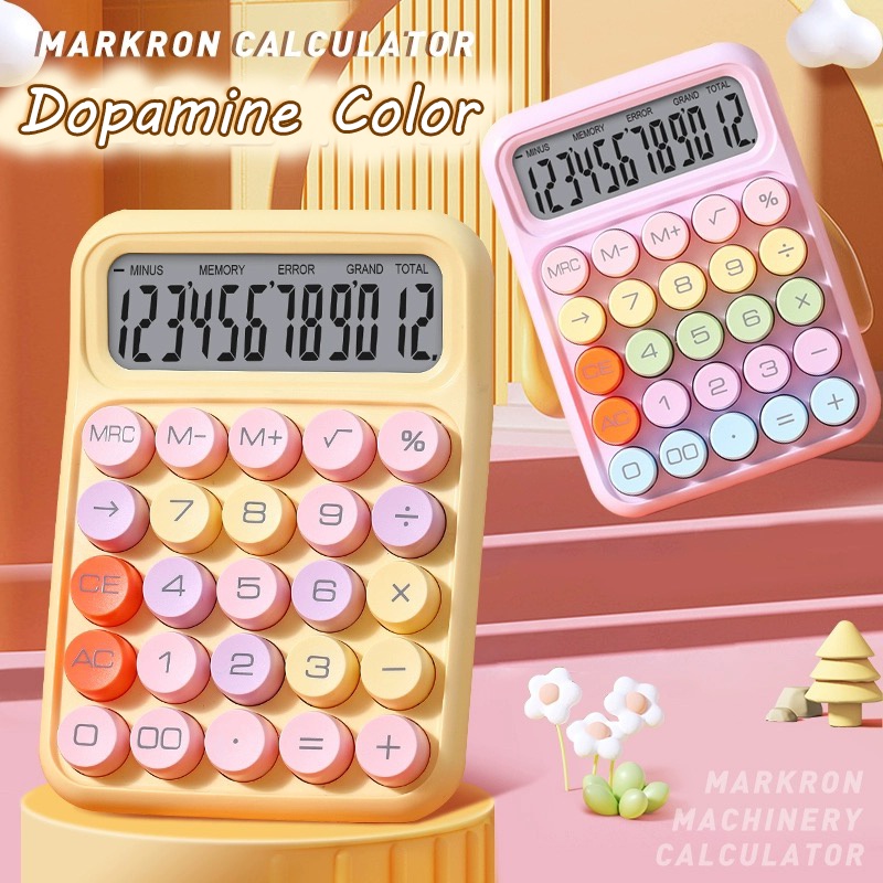 Ins Korea Dopamin Kalkulator Warna 12digis Display Besar Keyboard Dot Mekanik Tombol Besar Alat Tulis Sekolah&amp;Kantor