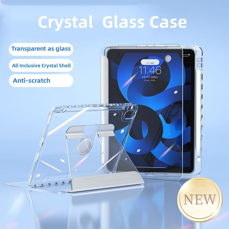 360 Rotating Acrylic Crystal Case For iPad Gen 7/8/9/10 Pro 11&quot; M1/M2 Air4/Air5 2021/2022