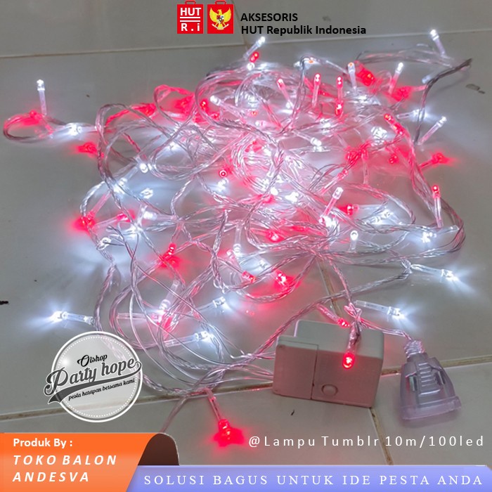 Lampu Tumblr Led Merah Putih / Lampu Hias HUT RI / lampu Merah Putih