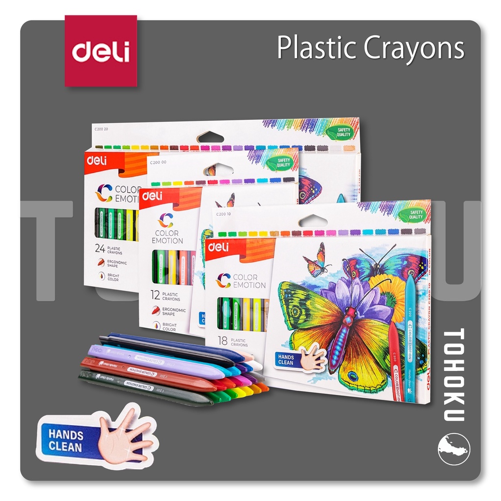 

Deli Krayon Plastic 12/18/24 Warna Cerah Ergonomis Tidak Beracun EC20000