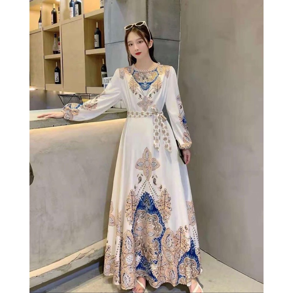 DRESS WANITA MAXI ESTILO WHITE ARABELLA IMPORT BKK BANGKOK