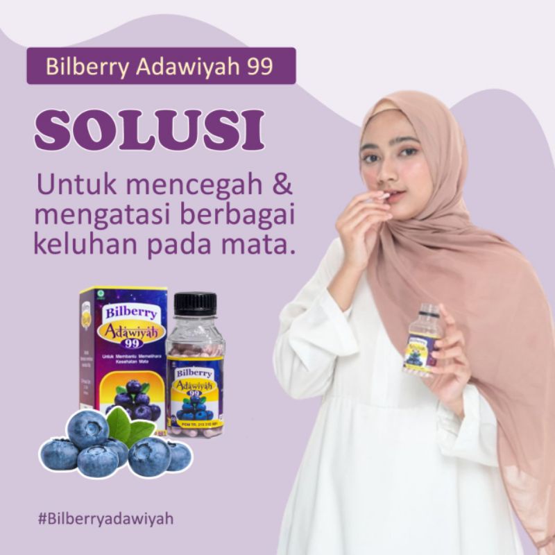 Kapsul Bilberry Adawiyah 99 Original 100% - Kapsul Bilberry Adawiyah Asli - Vitamin Mata Herbal - Su