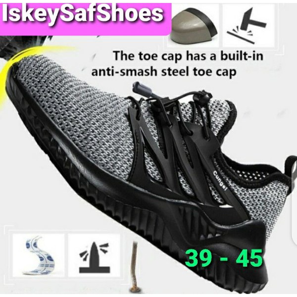 SEPATU SAFETY KEVLAR CUNGEL ABU HITAM SPORT PREMIUM.