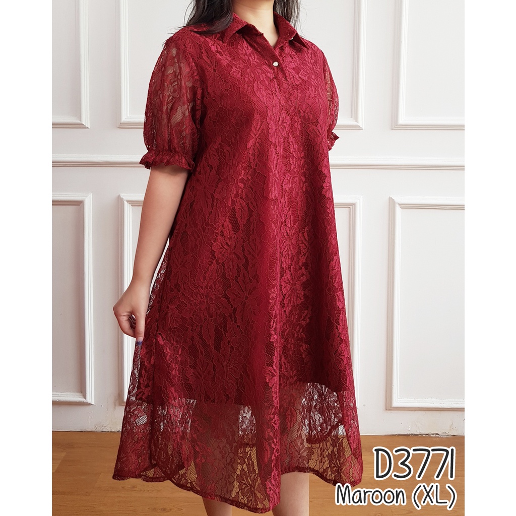 MISSOL Dress brukat midi lengan pendek casual party dress D3771 Dress Wanita gereja