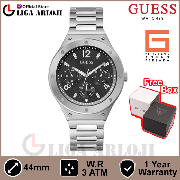 GUESS GW0454G1 Original SCOPE Jam Tangan Pria Analog Silver Stainless