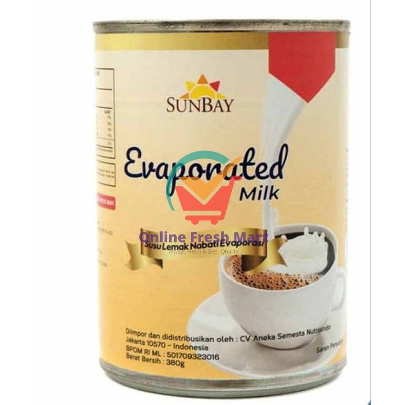 

(hanya instant) Sunbay Evaporated Milk 380g kental gurih creamy - Online Fresh Mart Denpasar