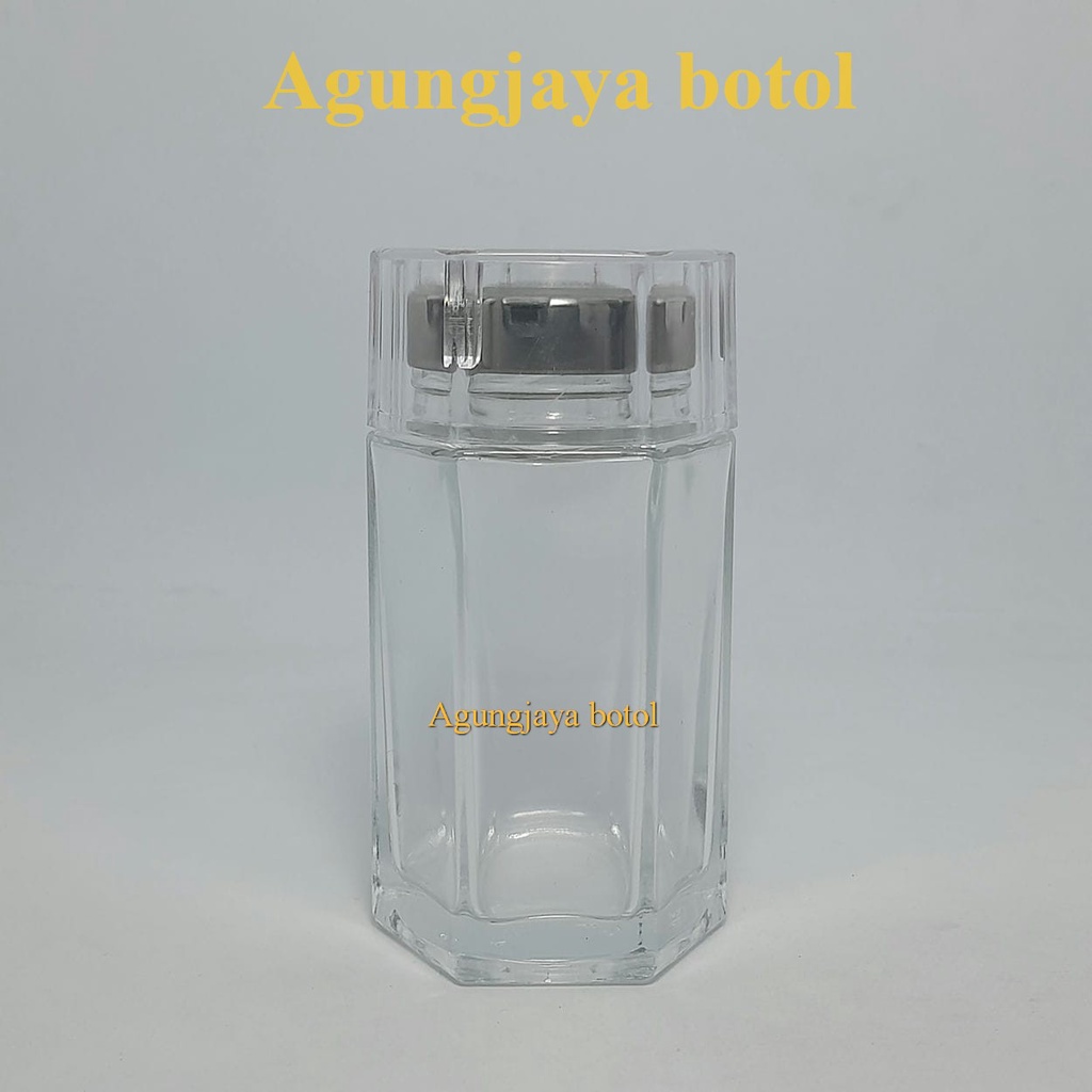 Jar Kaca 120 Ml Hexagon Clear / Jar Segienam / Jar Cookies / Jar Madu / Jar Selai / Jar Coklat / Jar