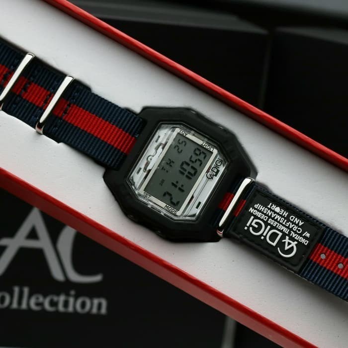 Jam Tangan Unisex Alexandre Christie 9224 Original Digital - Blue Red