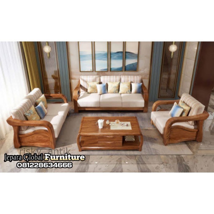 KURSI TAMU MINIMALIS JATI JAPAN STYLE ( SOFA JATI,KURSI JATI UKIR ) Termurah cod redy